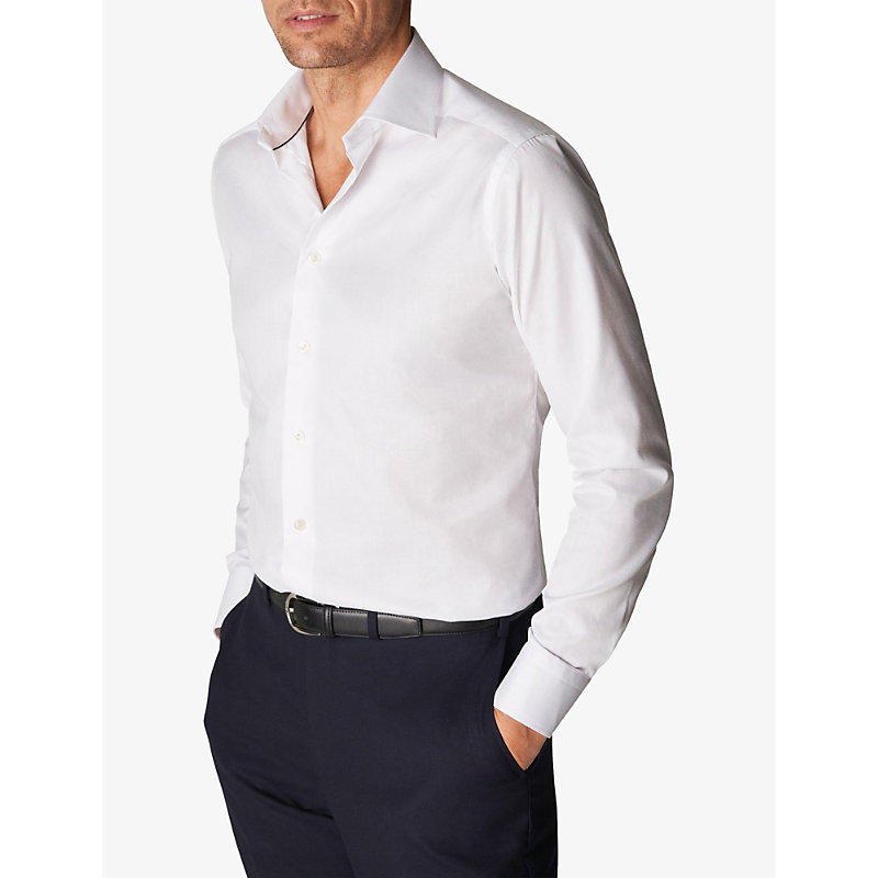 Shop Eton Slim-fit Cotton-twill Shirt In White