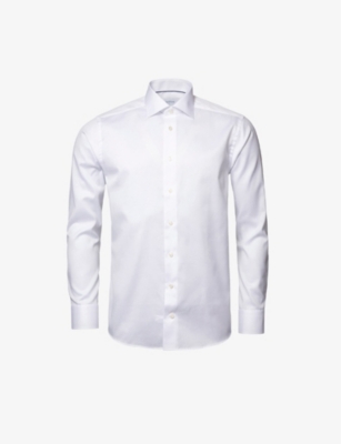 Shop Eton Men's White Slim-fit Cotton-twill Shirt