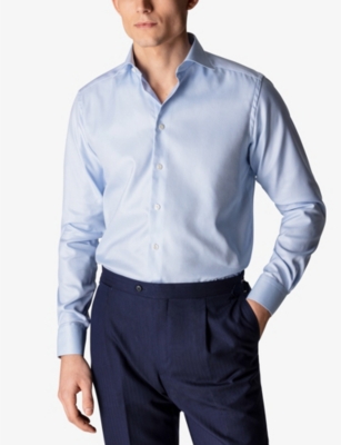 Long-sleeved single-cuff regular-fit cotton-twill shirt
