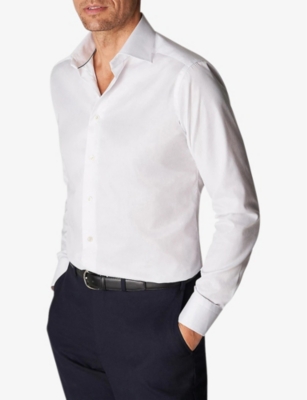 Shop Eton Slim-fit Cotton-twill Shirt In Black