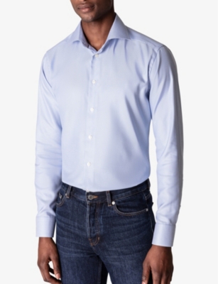 Shop Eton Slim-fit Cotton-twill Shirt In Blue