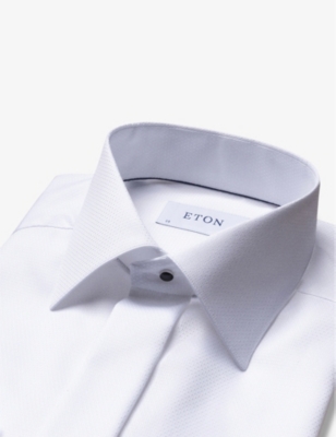 Shop Eton Mens Slim-fit Cotton Shirt White