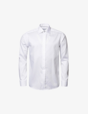 Shop Eton Mens Slim-fit Cotton Shirt White