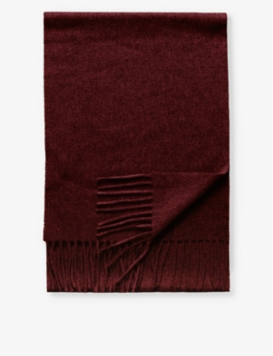 Shop Eton Tasselled Cashmere Scarf In Dark Purple