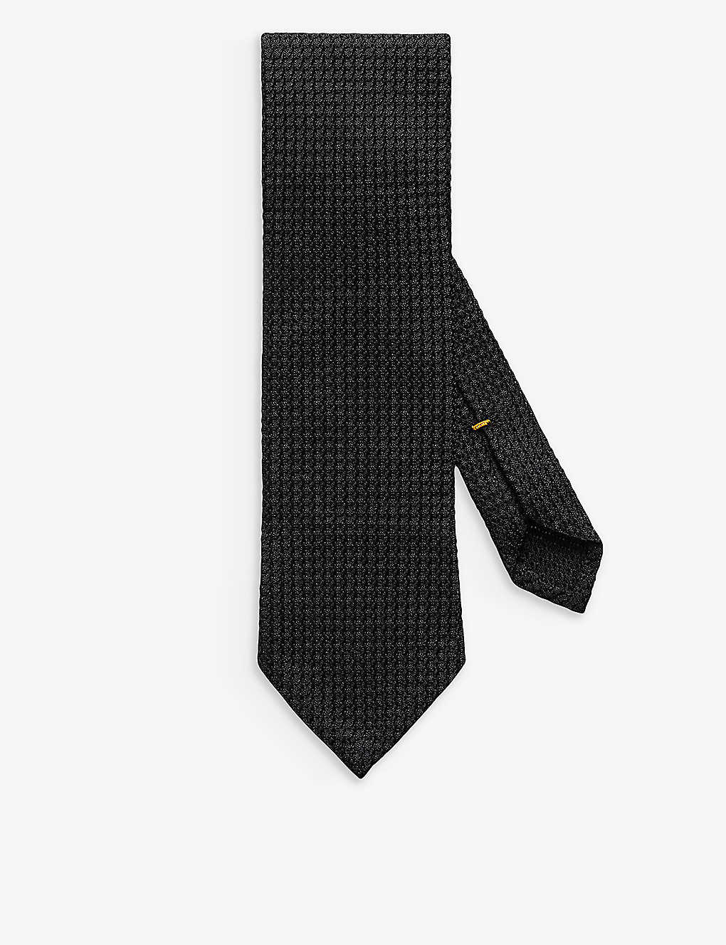 Eton Mens Black Textured Woven Silk Tie