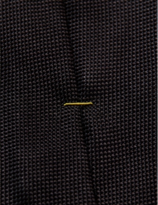 Eton Mens Black Geometric-weave Silk Tie In Black