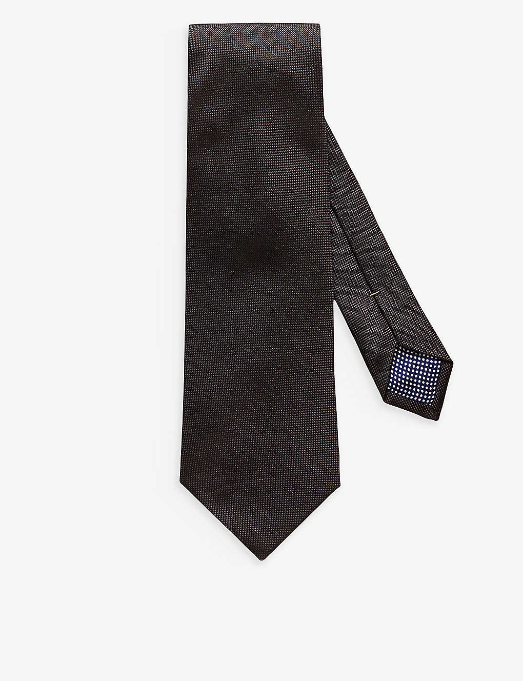 Eton Mens Black Geometric-weave Silk Tie