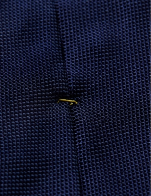 Eton Mens Blue Geometric-weave Silk Tie In Blue