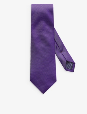 Eton Mens Dark Purple Geometric-weave Silk Tie In Dark Purple