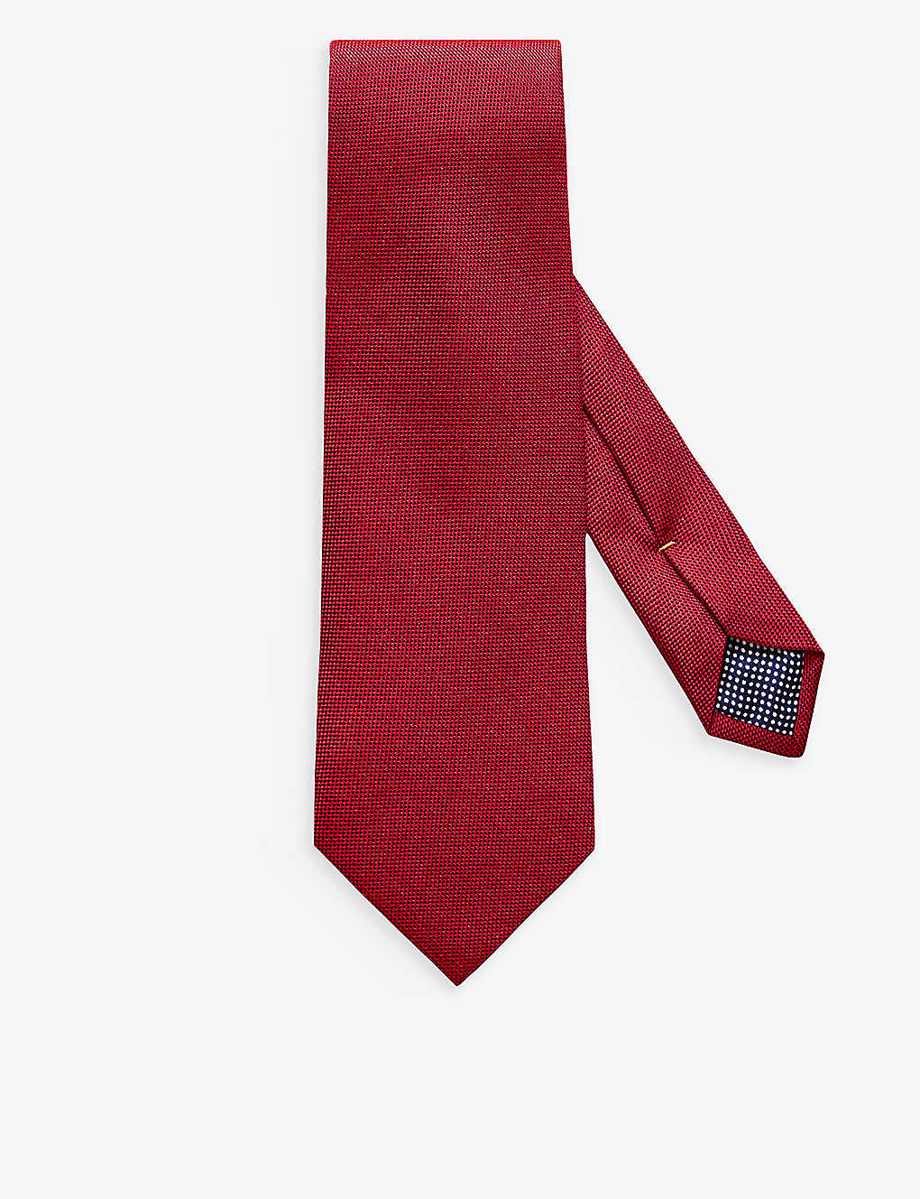 Eton Mens Dark Red Geometric-weave Silk Tie
