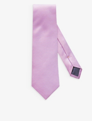 Eton Mens Pink Geometric-weave Silk Tie