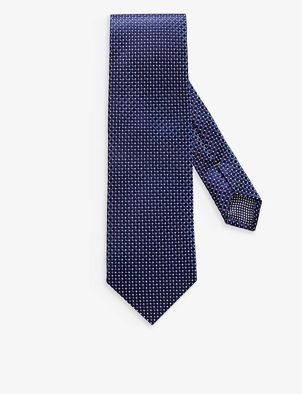 Eton Mens Dark Blue Geometric-pattern Silk Tie