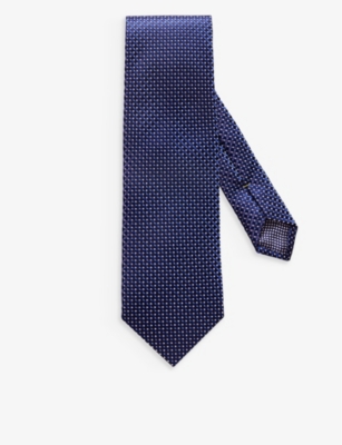 Eton Mens Navy Blue Geometric-pattern Silk Tie In Navy Blue