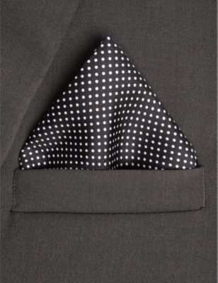 Eton Polka-dot Silk Pocket Square In Black