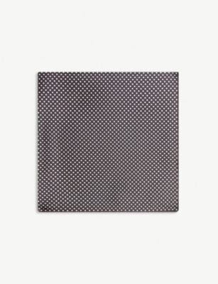 Eton Polka-dot Silk Pocket Square In Black