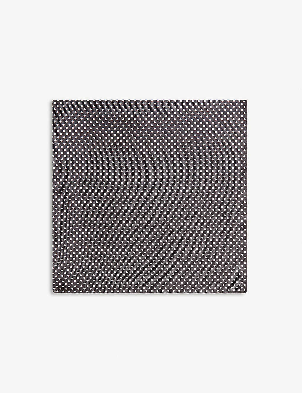 Eton Polka-dot Silk Pocket Square In Black