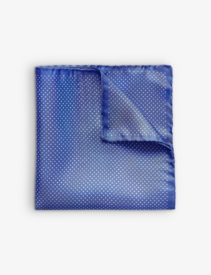 Shop Eton Polka-dot Silk Pocket Square In Light Blue