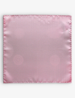 Shop Eton Polka-dot Silk Pocket Square In Pink
