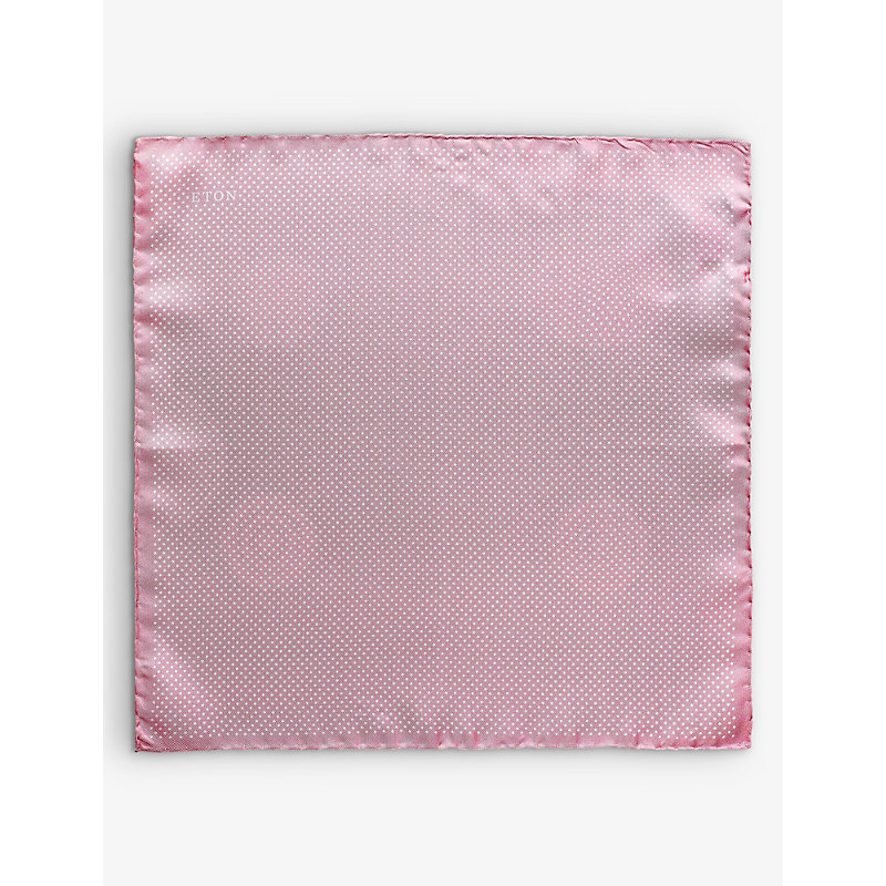 Shop Eton Polka-dot Silk Pocket Square In Pink