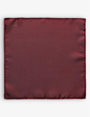 Shop Eton Polka-dot Silk Pocket Square In Red