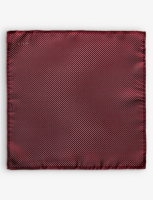 Eton Polka Dot Silk Pocket Square In Red