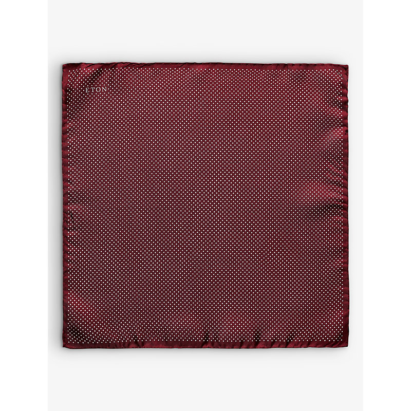 Shop Eton Polka-dot Silk Pocket Square In Red