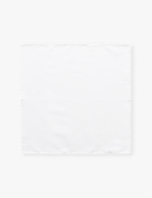 Eton Mens White Cotton-twill Pocket Square In White