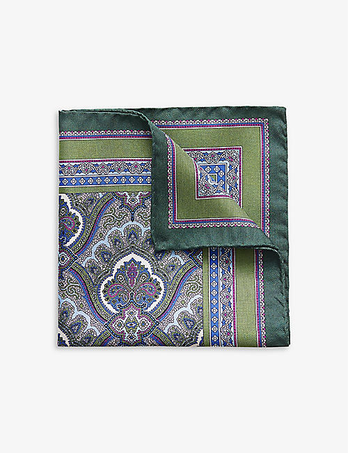 ETON: Paisley print silk pocket square