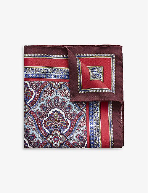 ETON: Paisley print silk pocket square