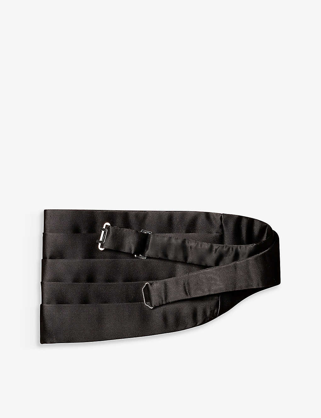 Shop Eton Pleat-embellished Silk Cummerbund In Black