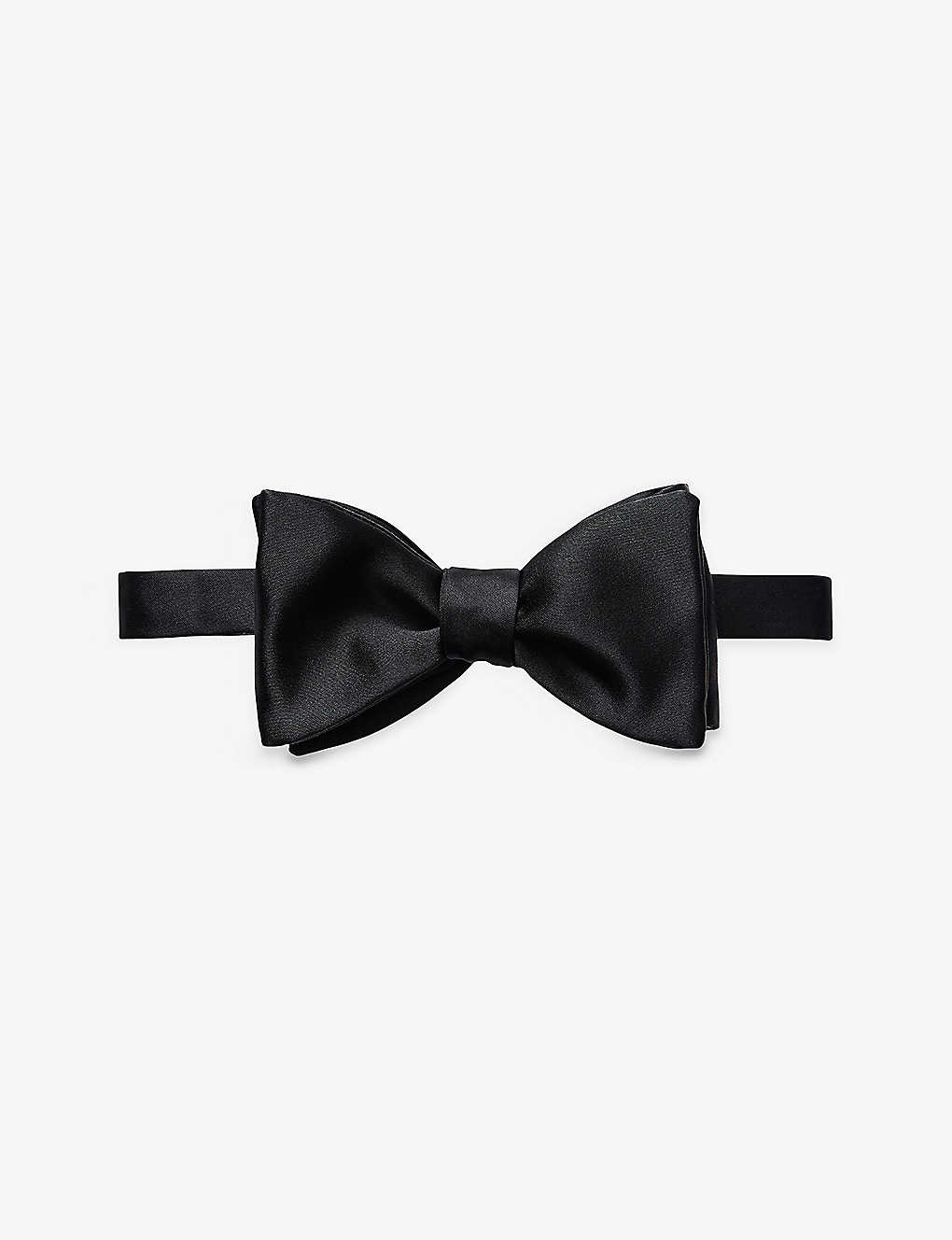 Eton Mens Black Self-tied Silk Bow Tie