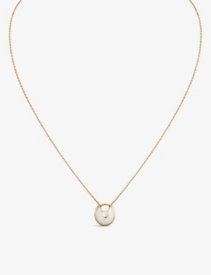 Shop Cartier Women's Amulette De 18ct Yellow-gold, Mother-of-pearl And Diamond Necklace