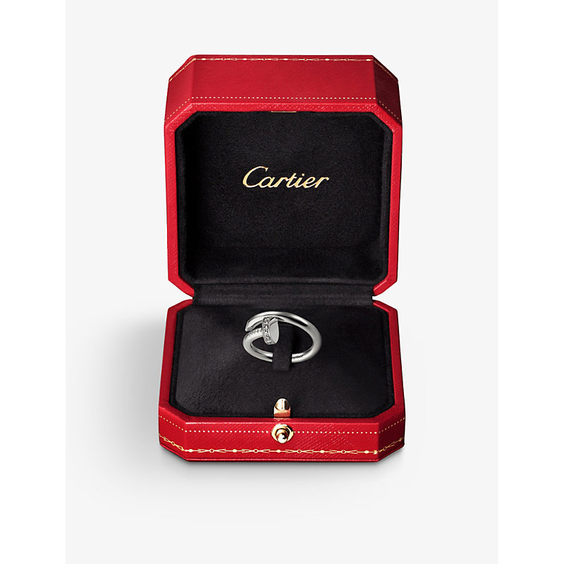 Shop Cartier Women's Juste Un Clou 18ct White-gold And 0.13ct Diamond Ring In Silver (silver)