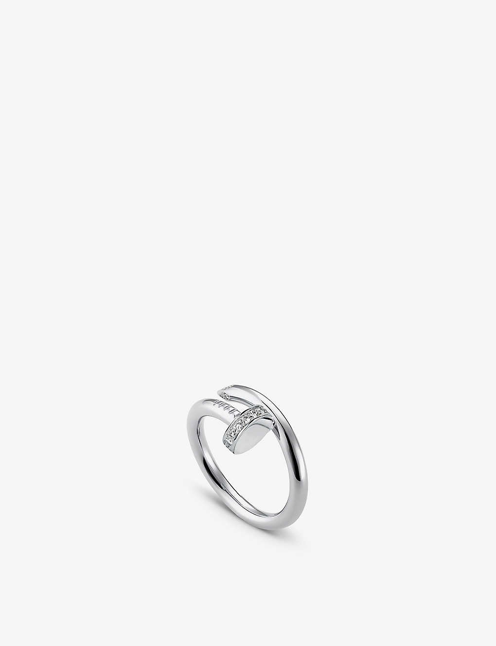 Cartier Womens White Juste Un Clou 18ct White-gold And 0.13ct Diamond Ring In Silver (silver)