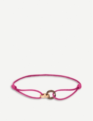 Cartier Love Ceramic Diamond 18k Rose Gold Pink Cord Adjustable