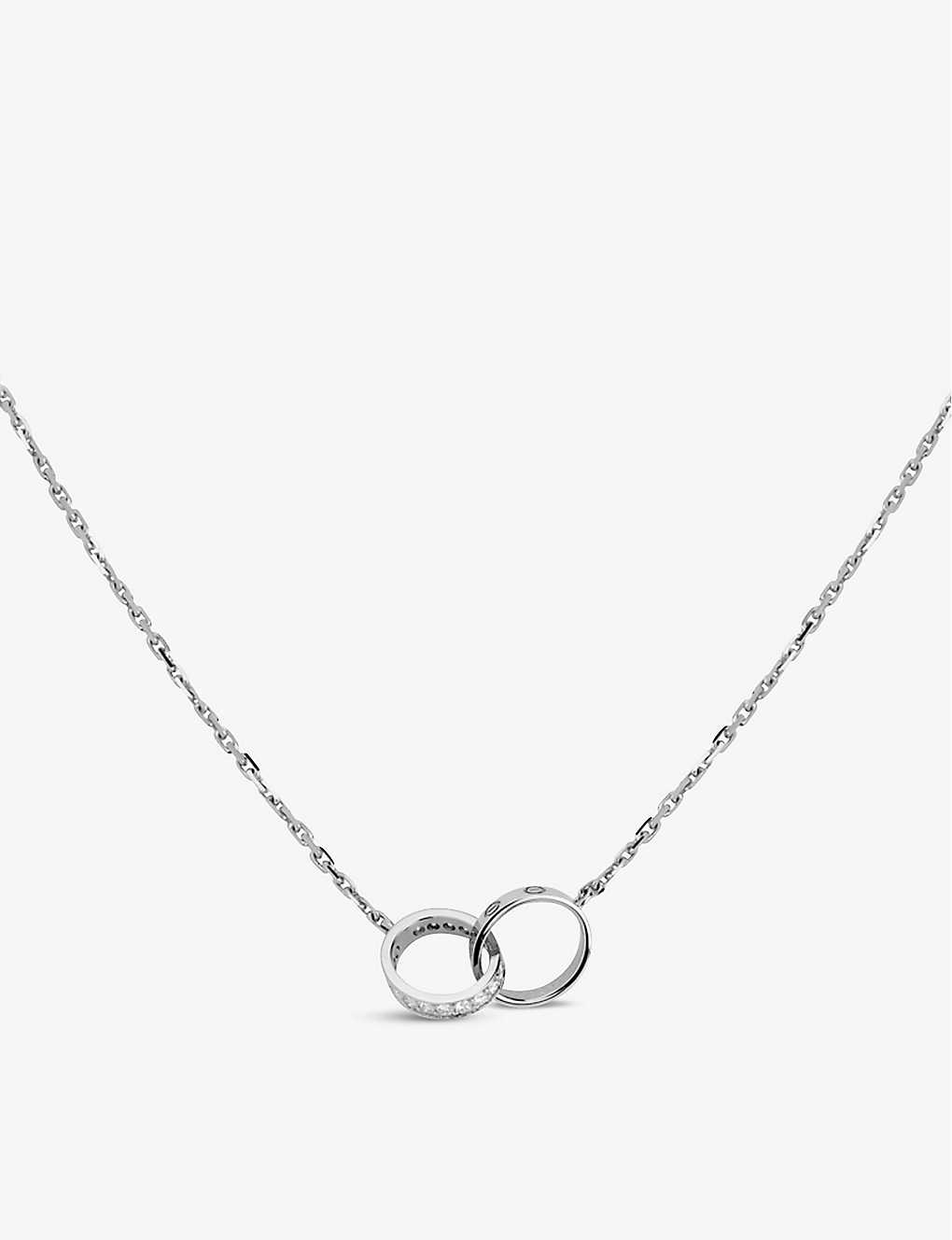 CARTIER CARTIER WOMENS WHITE LOVE 18CT WHITE-GOLD AND 18 0.22CT DIAMONDS NECKLACE,45552991
