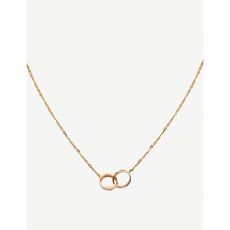 Shop Cartier Women's Love 18ct Rose-gold And 0.22ct Diamond Necklace