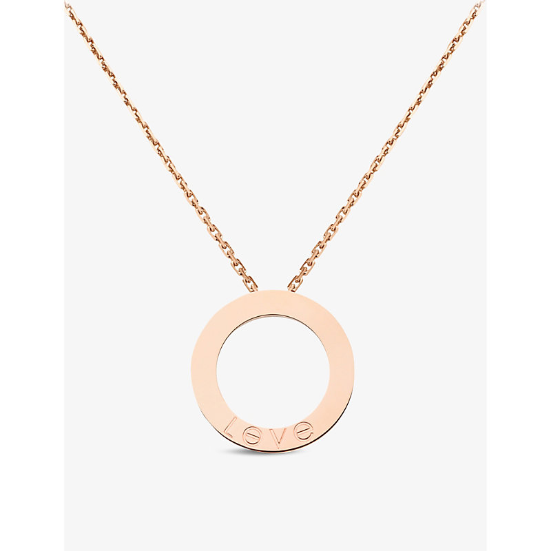 Shop Cartier Women's Love 18ct Rose-gold And 0.07ct Diamond Necklace