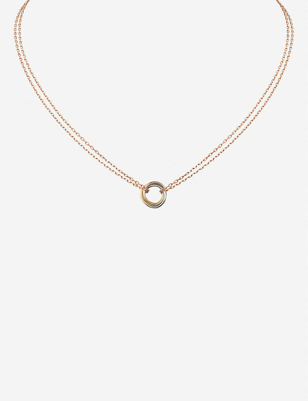 Rose gold Cartier Trinity 18ct rose, yellow and white-gold necklace