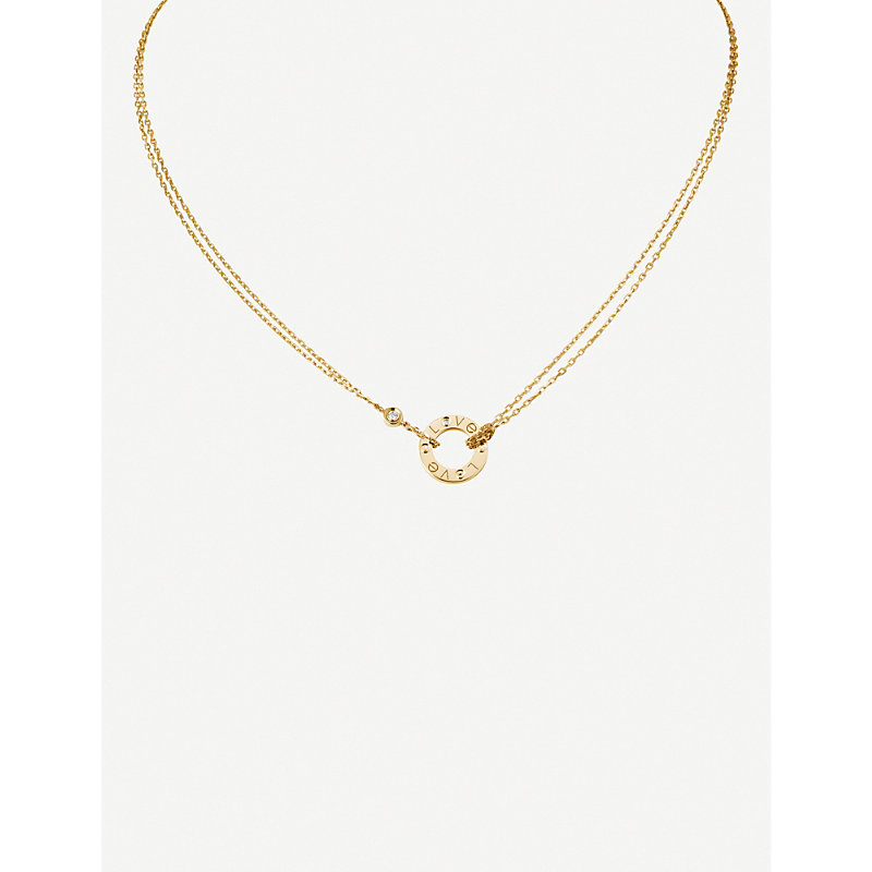 Shop Cartier Women's Love 18ct Yellow-gold And 0.03ct Diamond Necklace