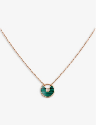 Cartier Women's Amulette De 18ct Rose-gold, Malachite And Diamond Necklace