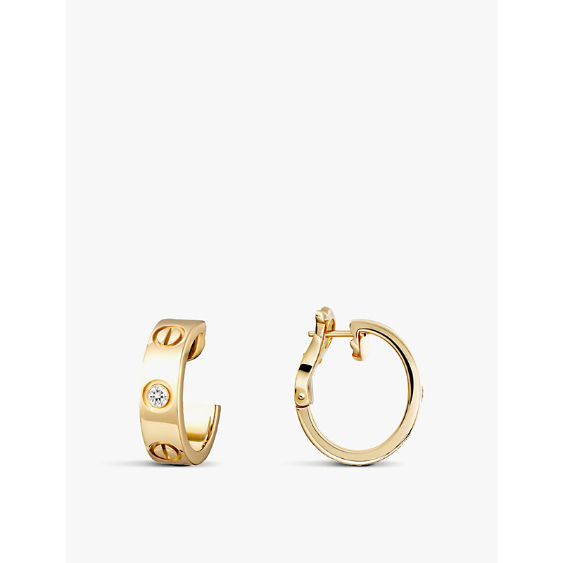 Shop Cartier Womens Yellow Love 18ct Yellow-gold And Diamond Earrings