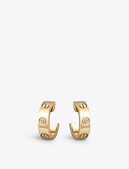 CARTIER: Love 18ct yellow-gold and diamond earrings