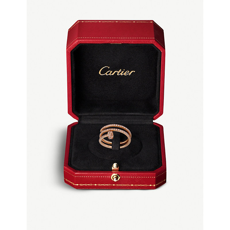 Shop Cartier Women's Juste Un Clou 18ct Rose-gold And Diamond-paved Double Ring