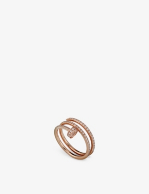 Shop Cartier Women's Juste Un Clou 18ct Rose-gold And Diamond-paved Double Ring