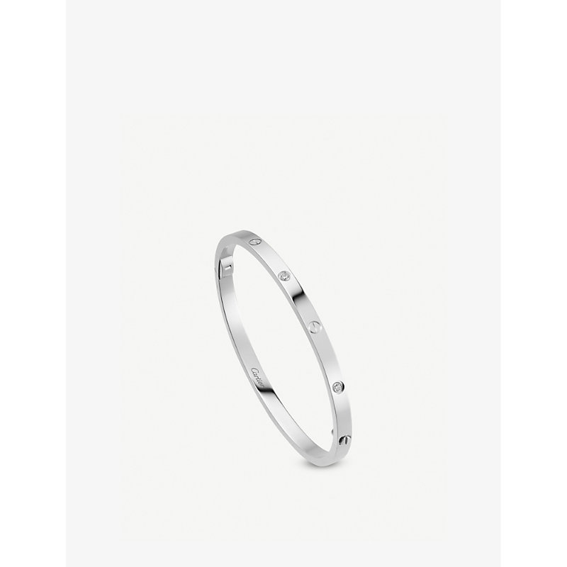 Shop Cartier Womens Silver (silver) Love Small 18ct White-gold And 6 Diamonds Bracelet