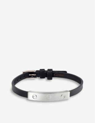 CARTIER Love 18ct white gold and leather bracelet Selfridges