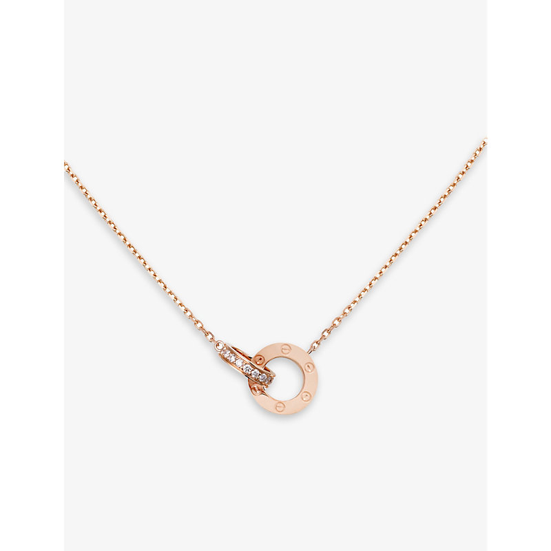Shop Cartier Women's Love 18ct Rose-gold And Diamond Necklace