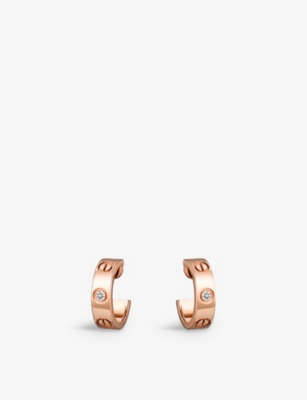 CARTIER CARTIER WOMENS PINK LOVE 18CT ROSE-GOLD AND DIAMOND EARRINGS,60659323