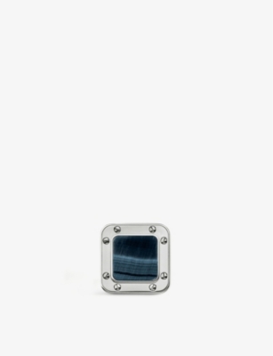 CARTIER: Santos de Cartier sterling silver and hawk’s eye cufflinks